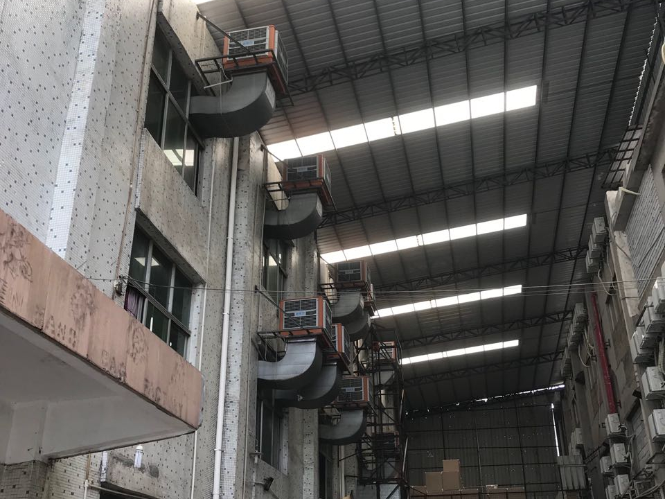 手袋廠針車車間環(huán)?？照{(diào)降溫工程